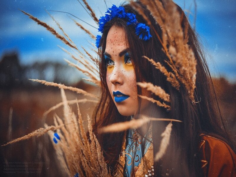Woman with Blue Makeup — Dramatic, Autumn