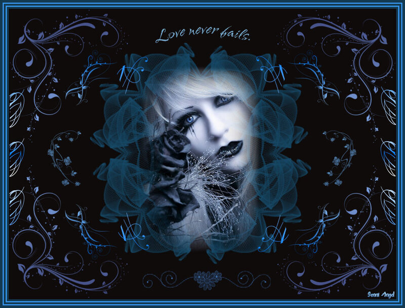 Woman with Blue Makeup — Dramatic, Digital Art, Rose
