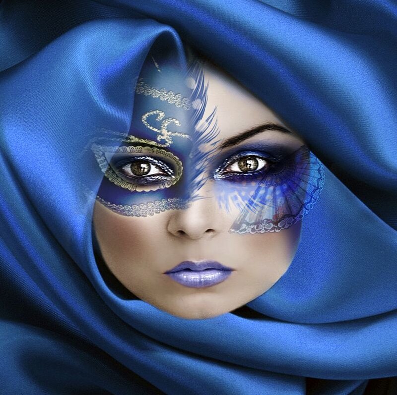 Woman with Blue Makeup — Dramatic, Digital Art