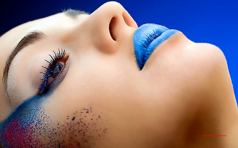 Woman with Blue Makeup — Dramatic, Photograph, Eyes