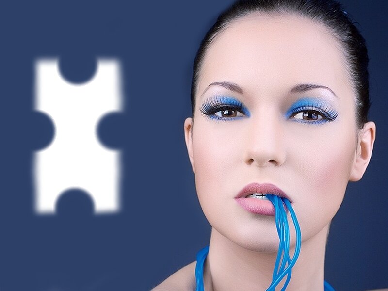 Woman with Blue Makeup — Dramatic, Photograph, Puzzle Piece