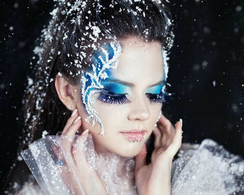 Woman with Blue Makeup — Dramatic, Winter