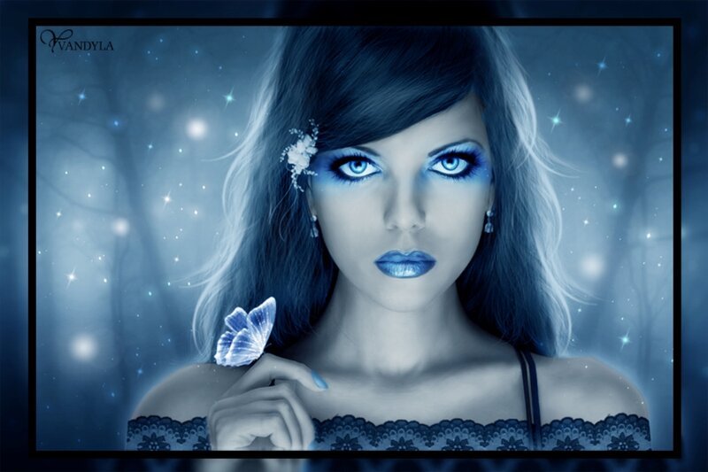 Woman with Blue Makeup — Dreamy, Night