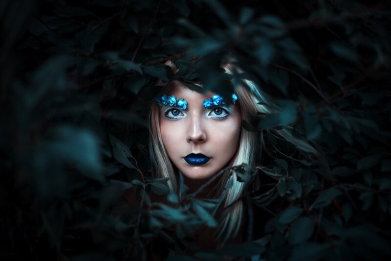Woman with Blue Makeup — Mysterious