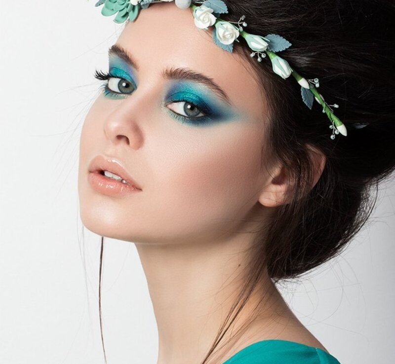 Woman with Blue Makeup — Serene, Photograph