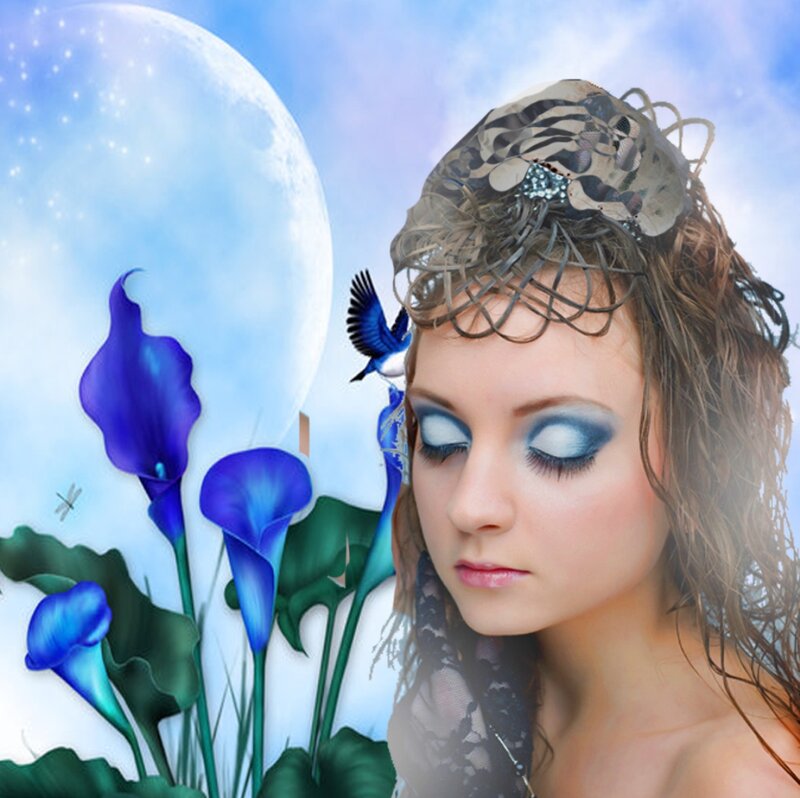 Woman with Blue Makeup — Serene
