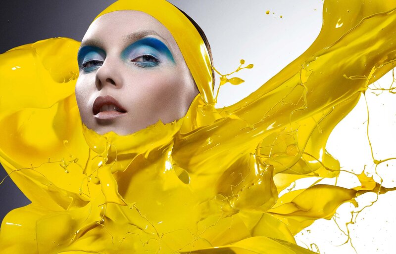 Woman with Blue Makeup — Yellow