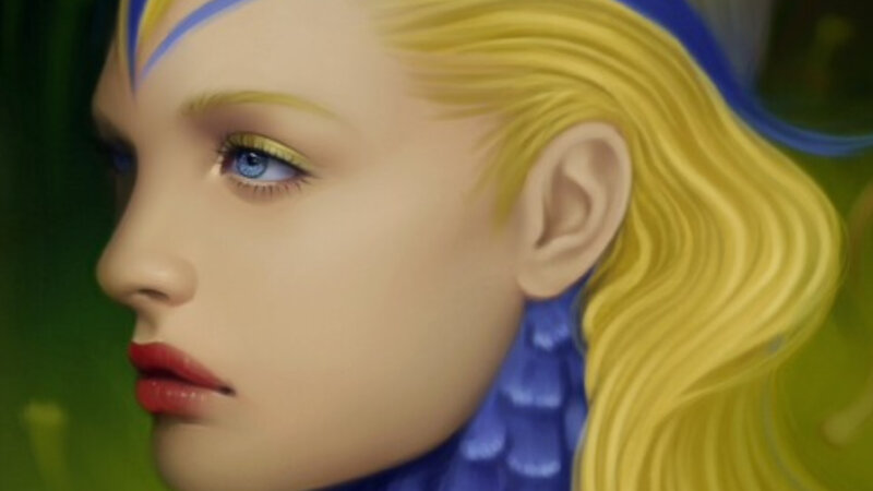 Woman with Blue Markings — Yellow