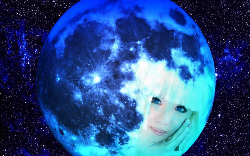 woman with blue moon