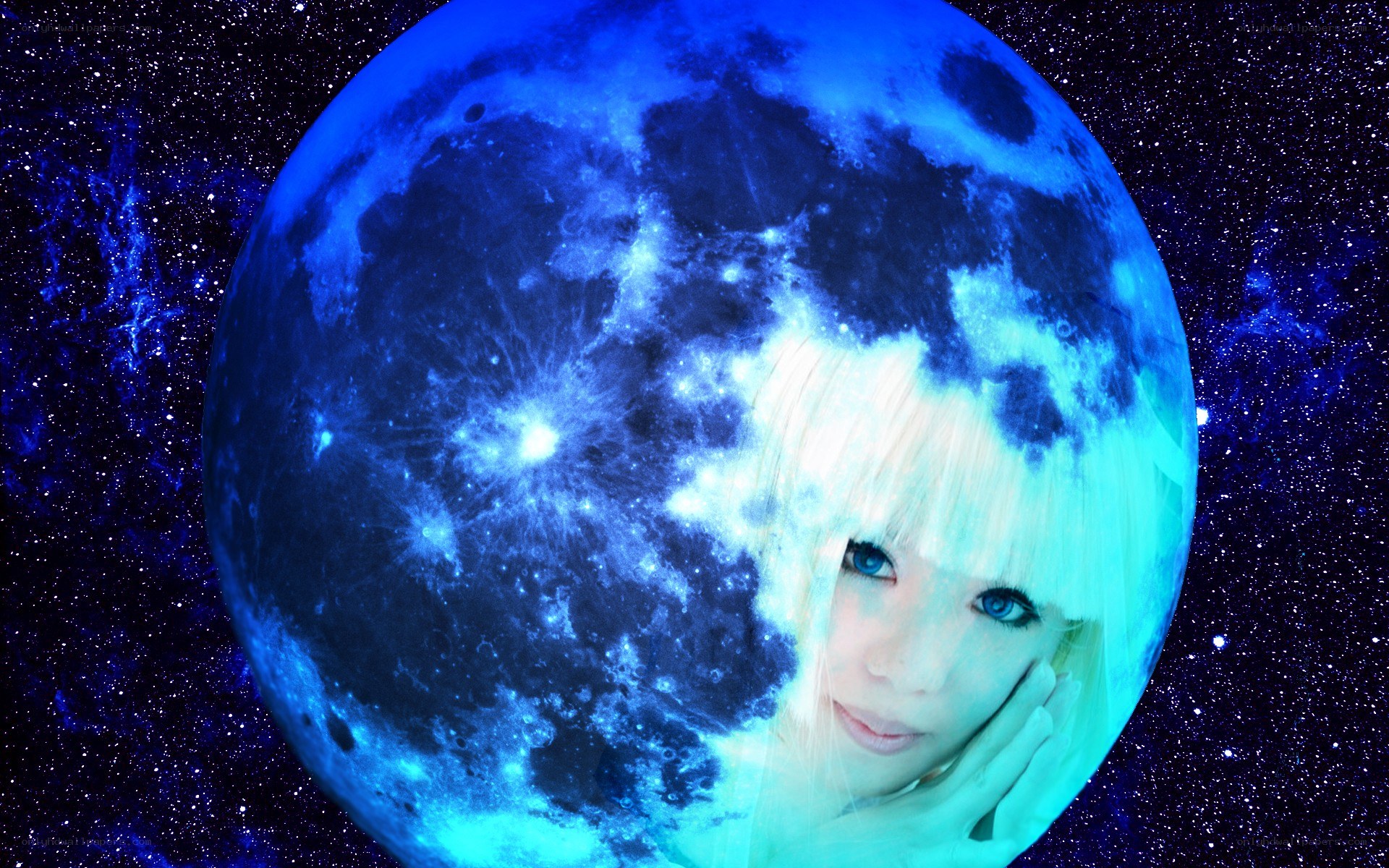 woman with blue moon
