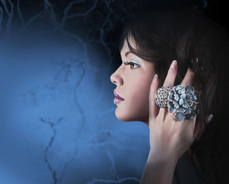 Woman with Blue Ring — Dramatic