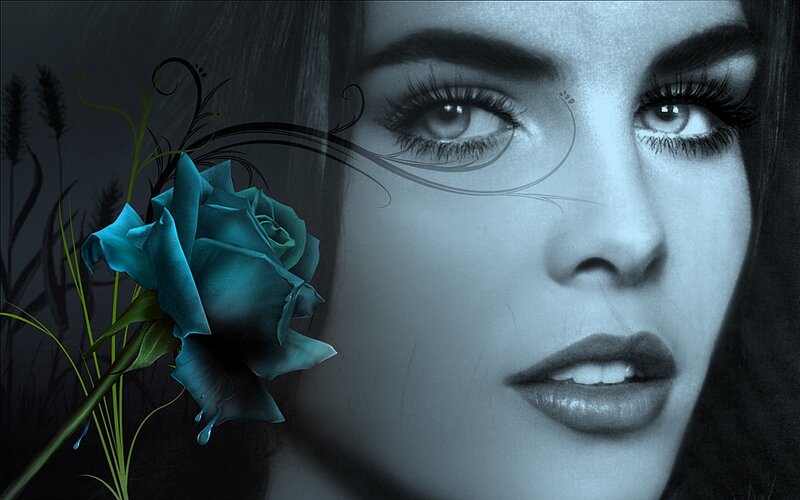 Woman with Blue Rose — Dramatic