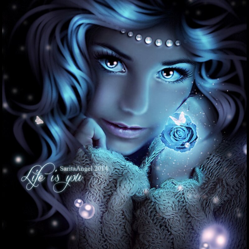 Woman with Blue Rose — Dreamy