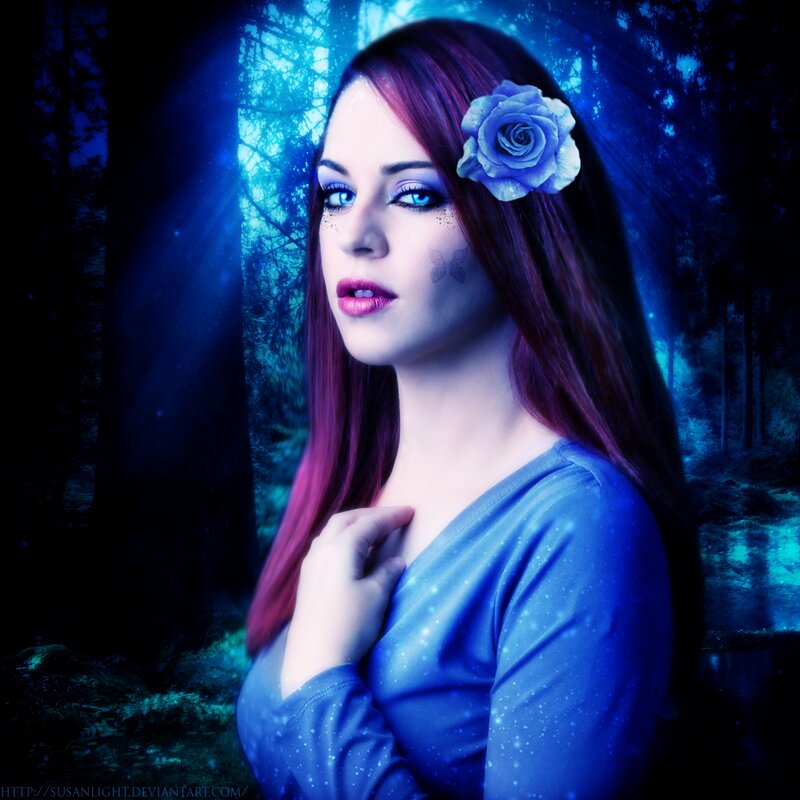 Woman with Blue Rose — Mystical