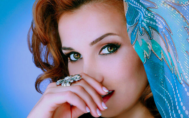 Woman with Blue Scarf — Dramatic