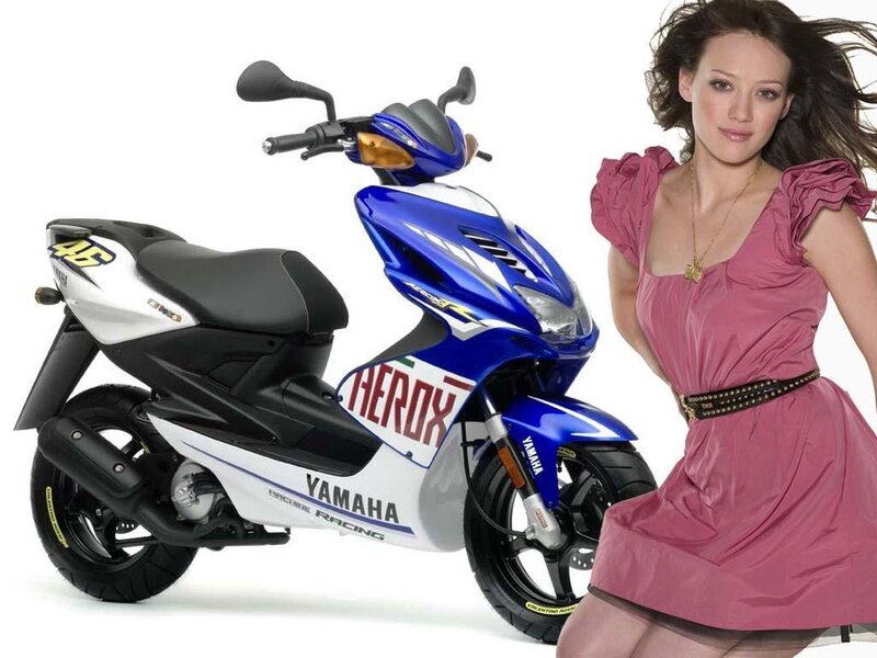 woman with blue scooter