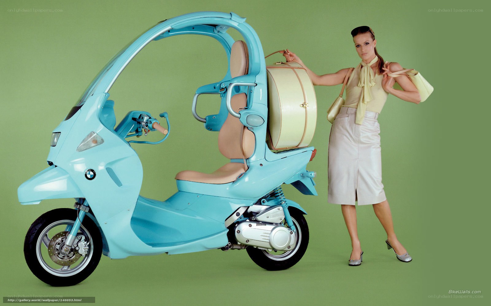 Woman with blue scooter
