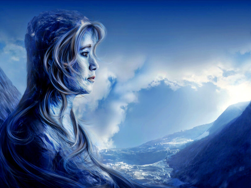 Woman with Blue Skin — Dramatic, Digital Art