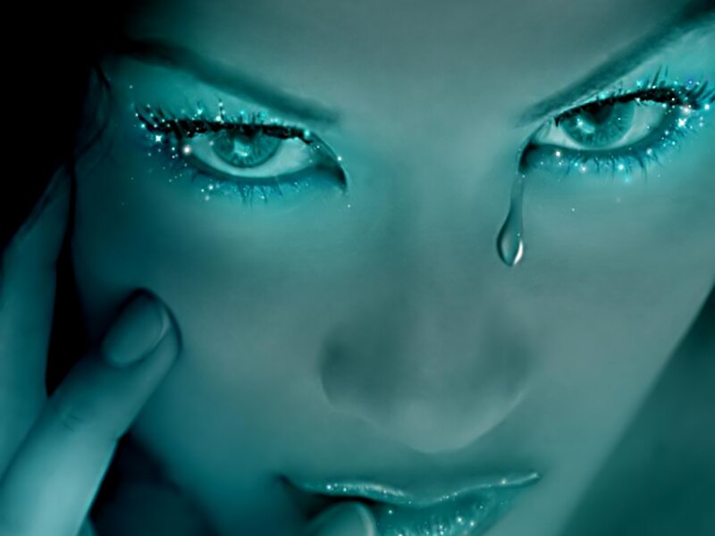 woman with blue tears