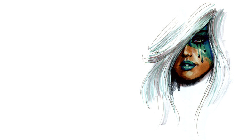 woman with blue tears