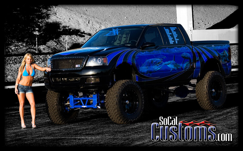 Woman with Blue Truck — Dramatic