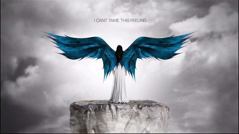 Woman with Blue Wings — Dramatic, Digital Art, Cliff