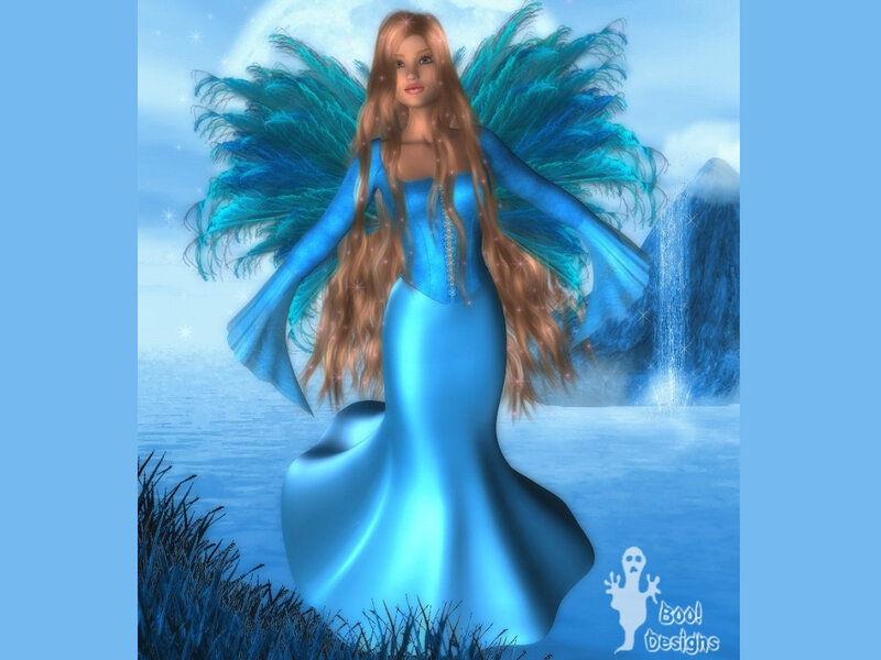 Woman with Blue Wings — Serene