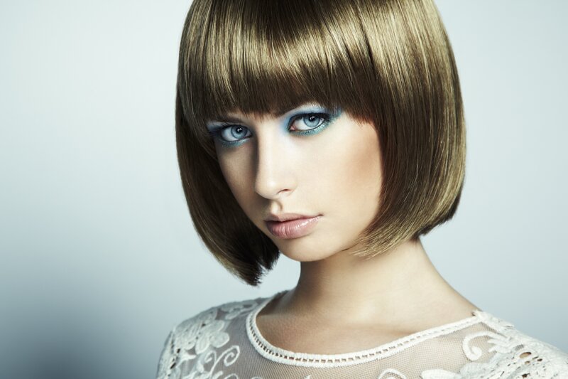Woman with Bob Haircut — Brown, Dramatic, Photograph, Makeup