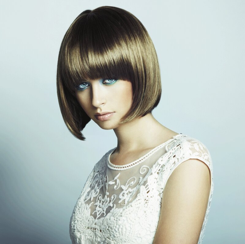 Woman with Bob Haircut — White