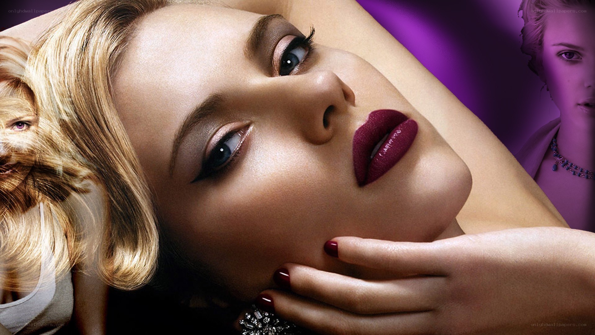 woman with bold makeup lying down