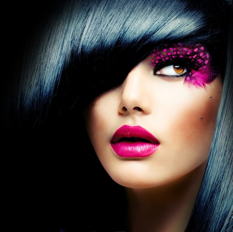 Woman with Bold Makeup — Pink