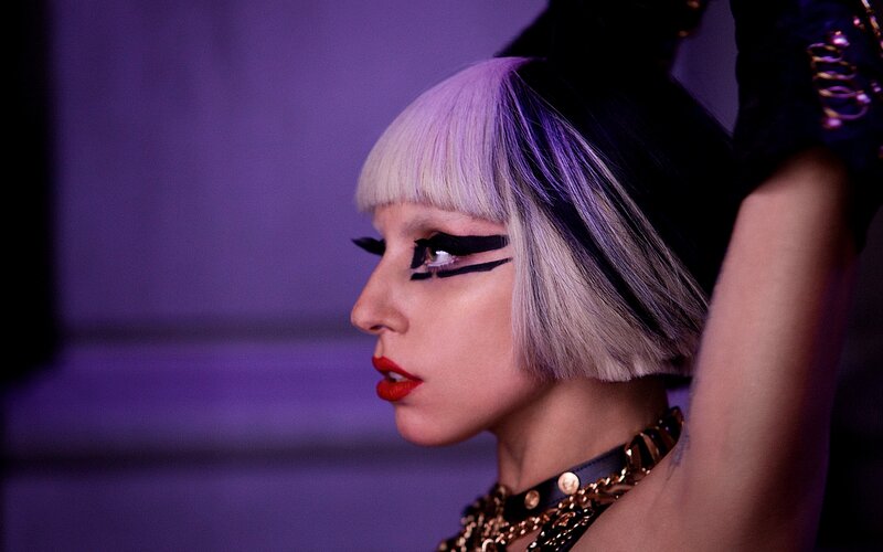 Woman with Bold Makeup — Purple, Dramatic, Photograph