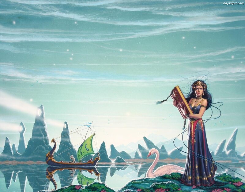 Woman with Book on Island