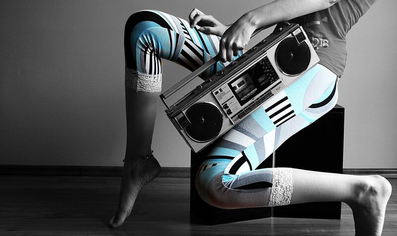 woman with boombox