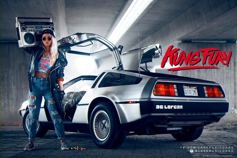 Woman with Boombox and Car