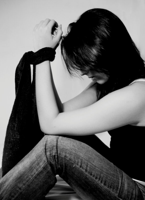 woman with bound hands