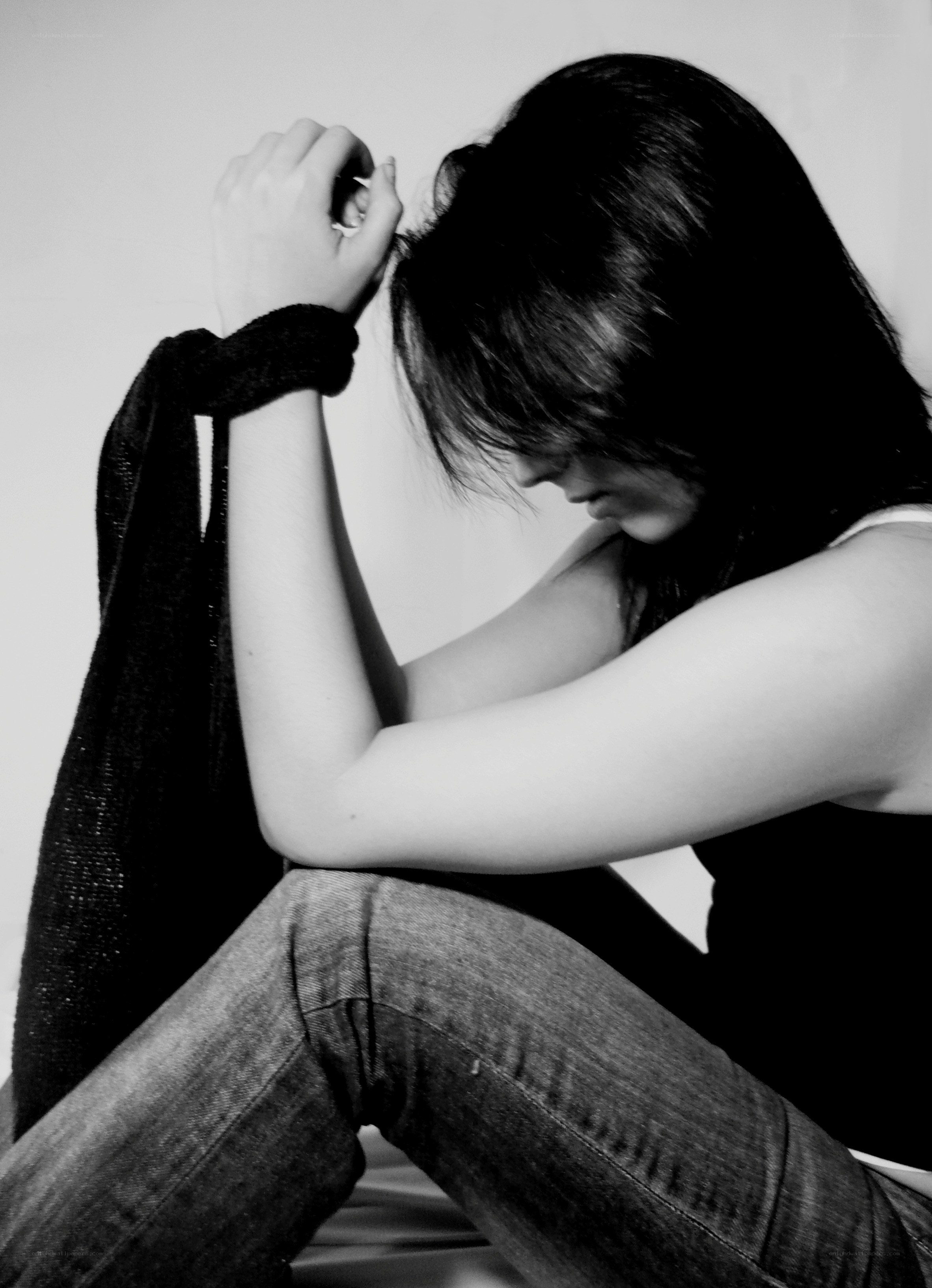 woman with bound hands