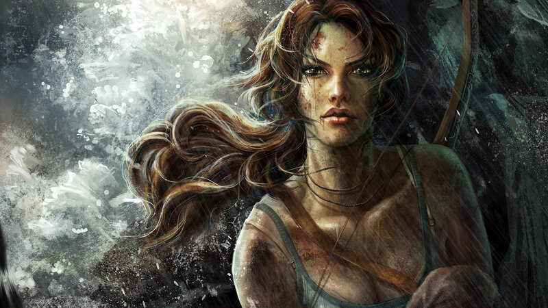 Woman with Bow and Arrow — Brown, Dramatic, Digital Art