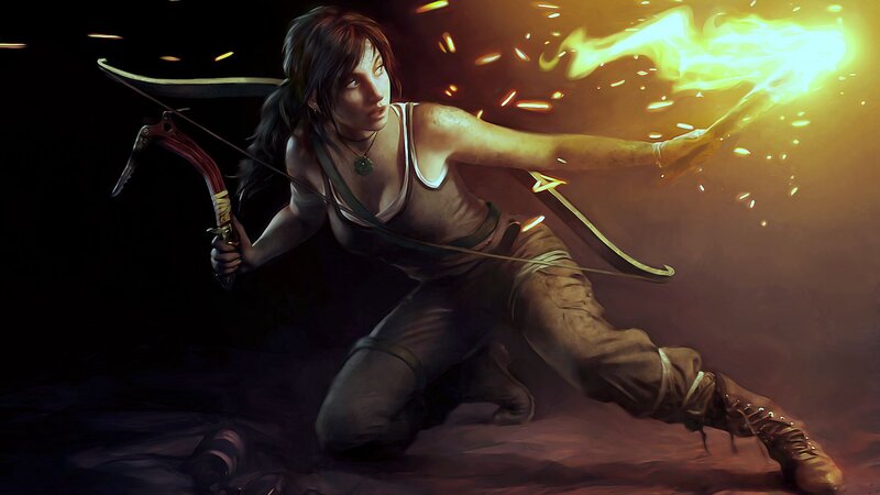 Woman with Bow and Arrow — Brown, Dramatic, Night, Digital Art