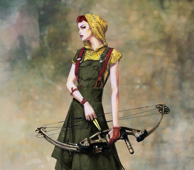 Woman with Bow and Arrow — Green