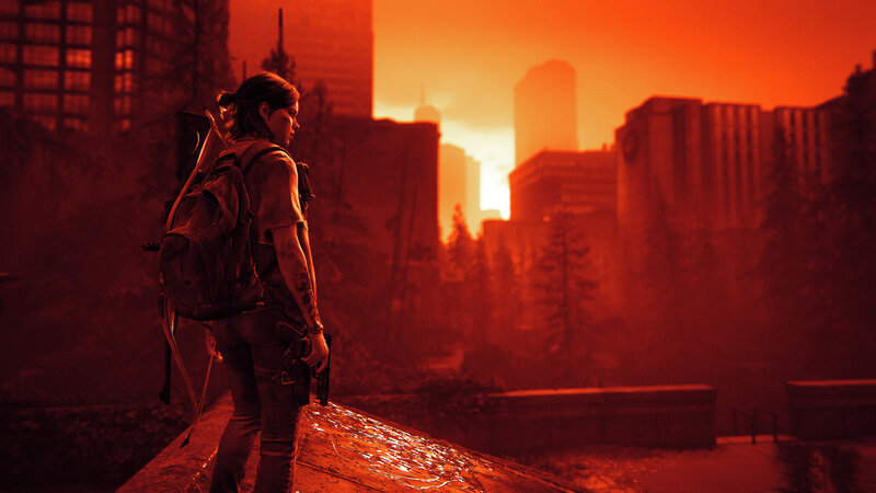 Woman with Bow and Arrow — Red, Dramatic, Sunset, 3d Render