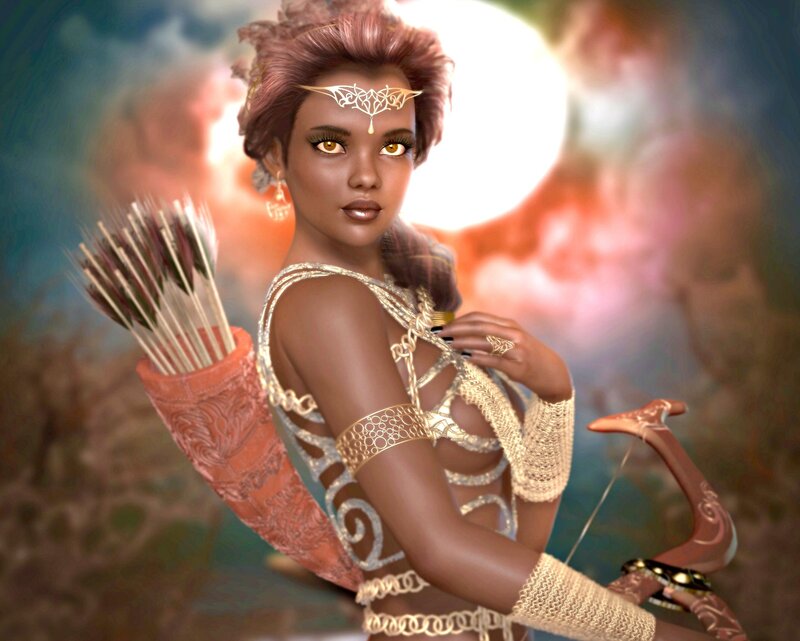 Woman with Bow and Arrows — Gold