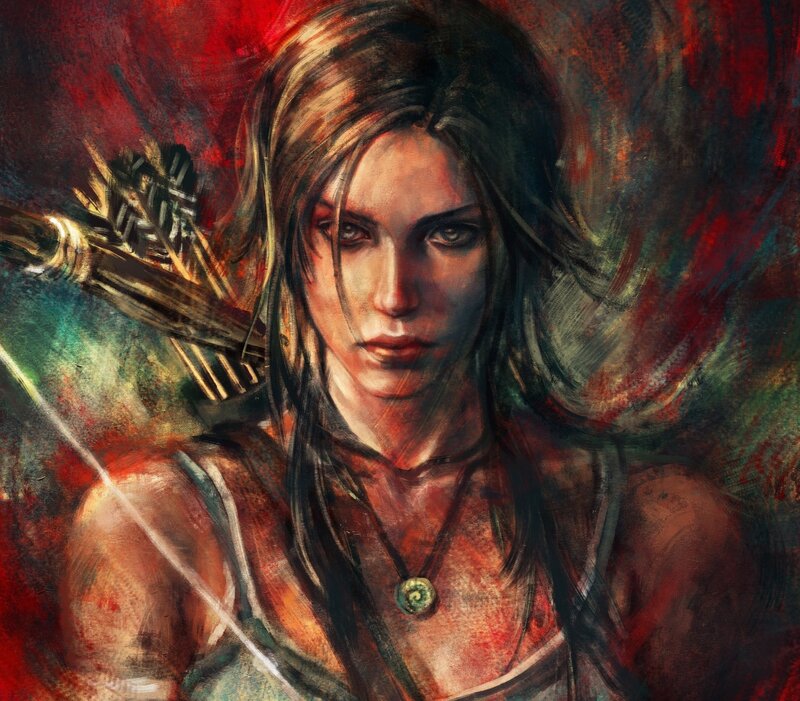 Woman with Bow and Arrows — Red, Dramatic
