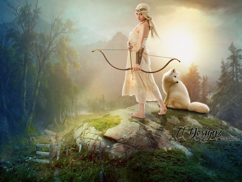 Woman with Bow and Fox