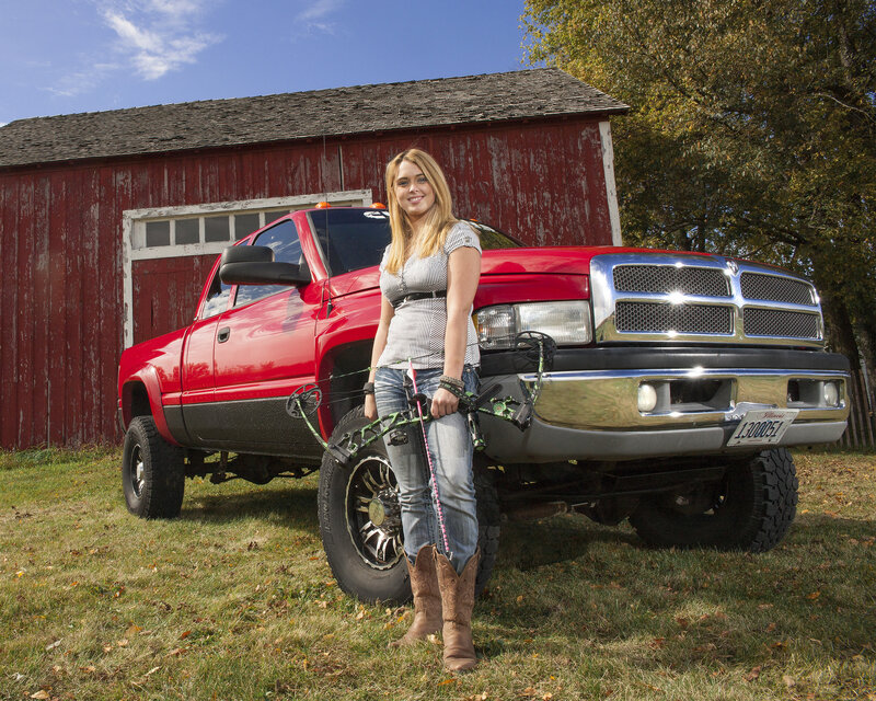 Woman with Bow and Truck