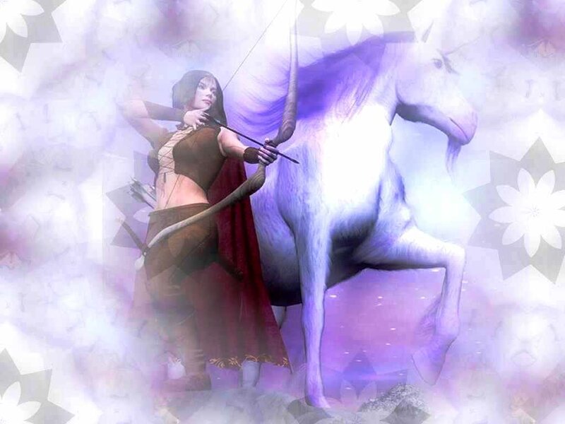 Woman with Bow and Unicorn — Purple