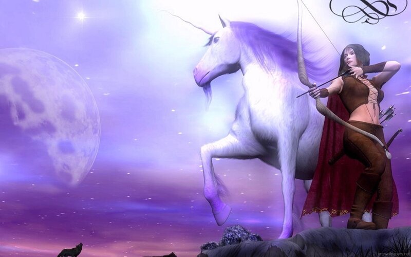 Woman with Bow and Unicorn