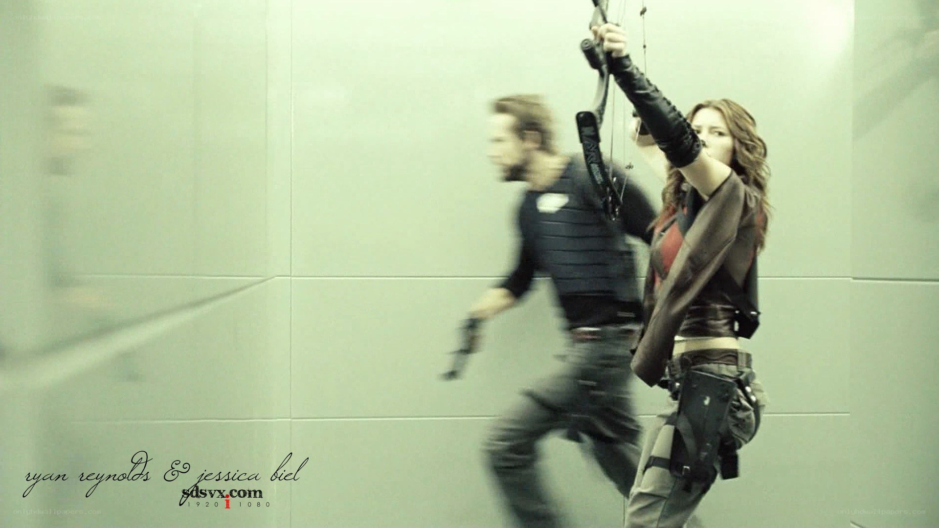 woman with bow in action