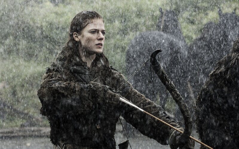 Woman with bow in rain