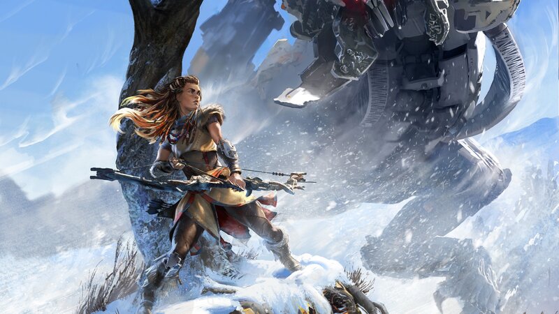 Woman with Bow in Snow — White, Dramatic, Tense